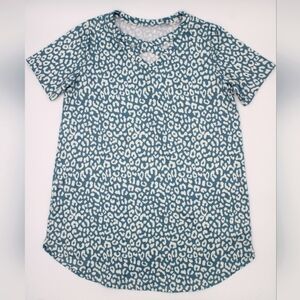 Big Girls Blue/White Criss-Cross Blouse (Size Large)